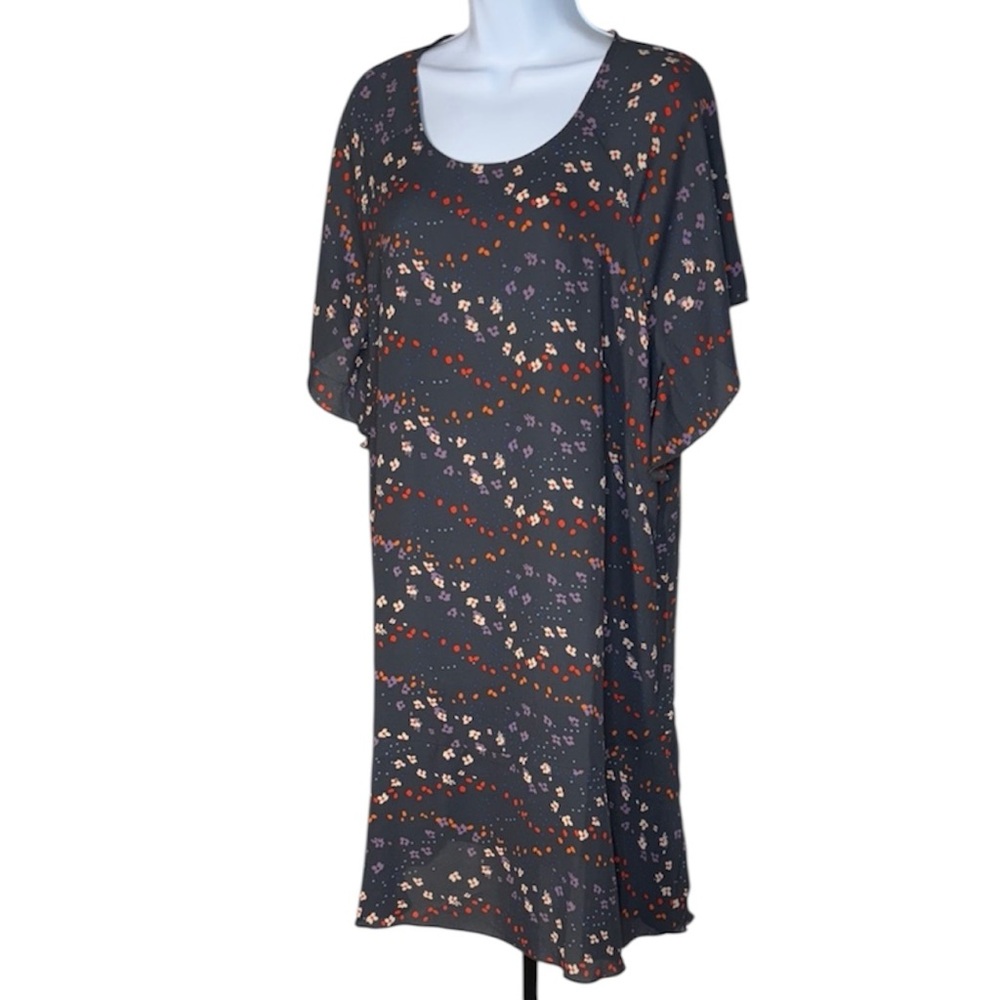 CAbi Gray Floral Midi Dress